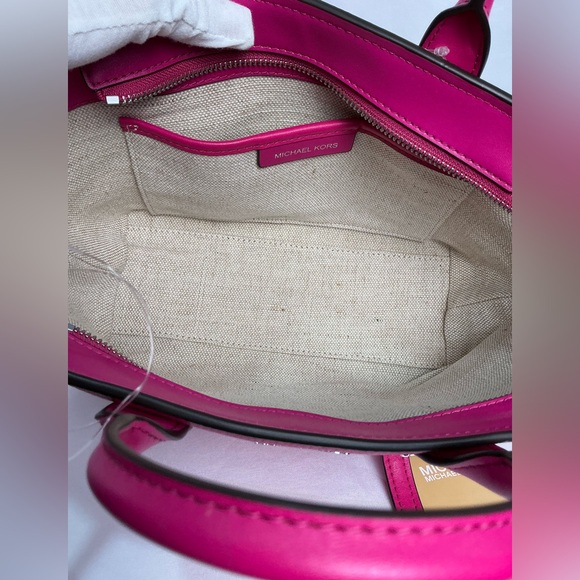 Michael Kors Wild Berry Fuchsia Medium Leather Satchel Bag NEW - Picture 11 of 12